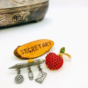 Vintage Apple Secretary Brooch Lot
